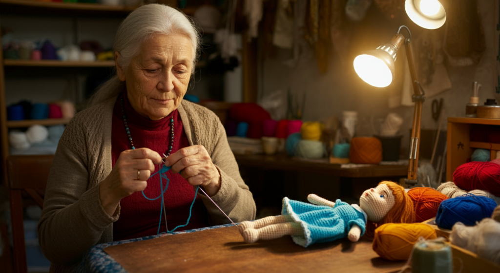 Marie crochetant Leonie