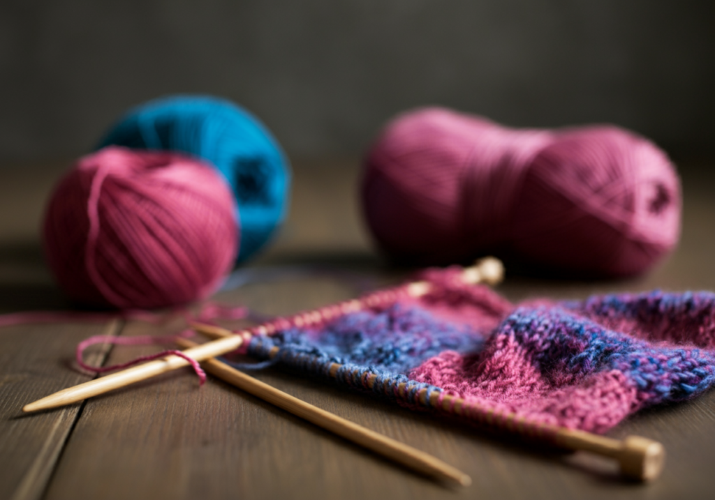 Echantillons de laine et projets tricot