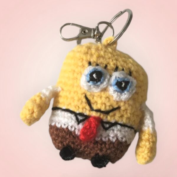 Porte-clé Bob l'Éponge crocheté à la main.