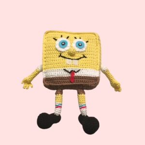 Adorable peluche de Bob l'Éponge, crochetée à la main.