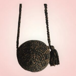 Sac à main rond en trapilho kaki.