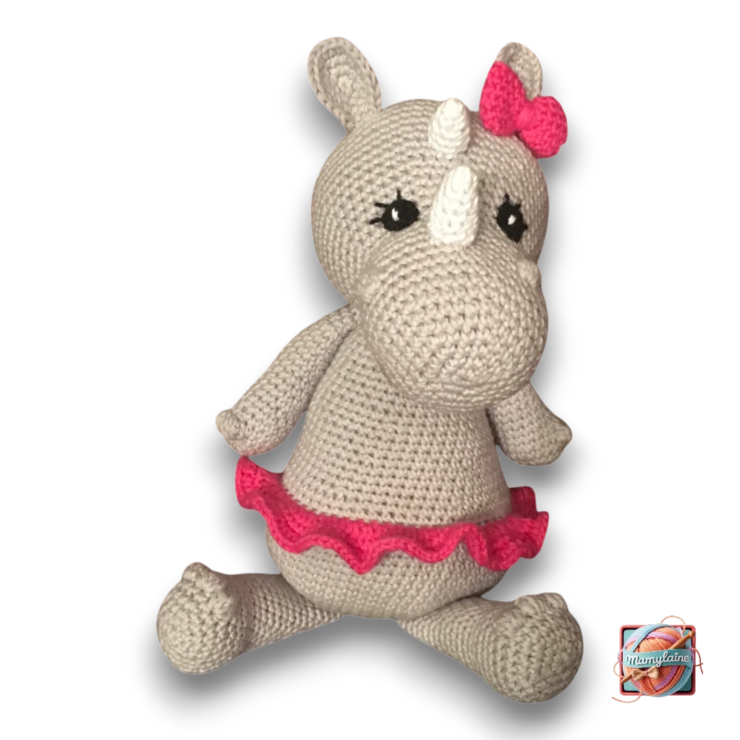 Hollie le Rhinocéros - Doudou Fait Main-4