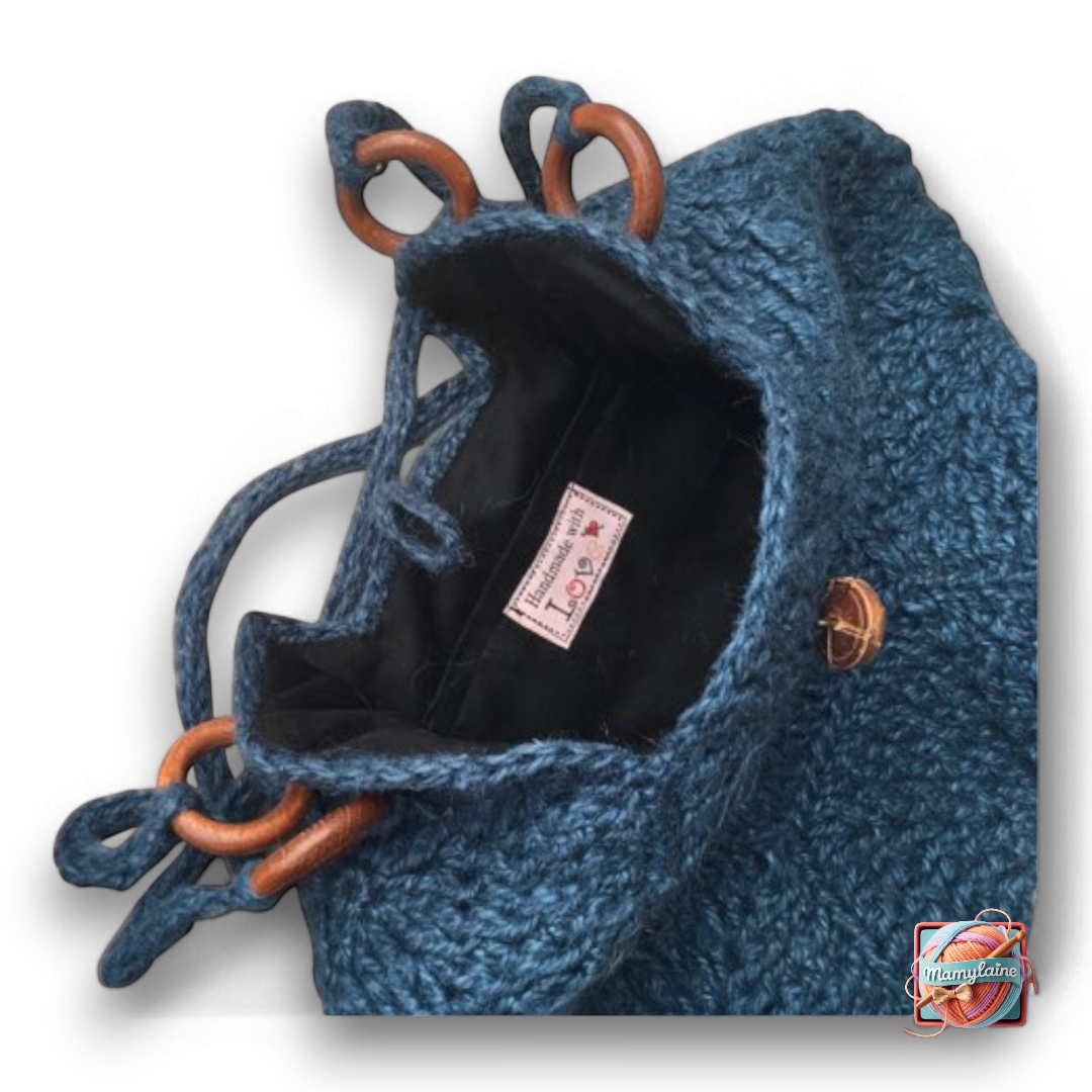 Sac à Main Crochet Bleu - Anses en Bois(1)