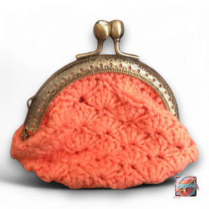 Porte-Monnaie Crochet Orange - Fermoir Vintage