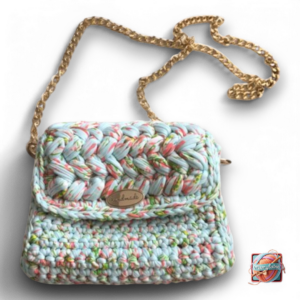 Sac à Main Crochet Turquoise - Chaîne Dorée(1)