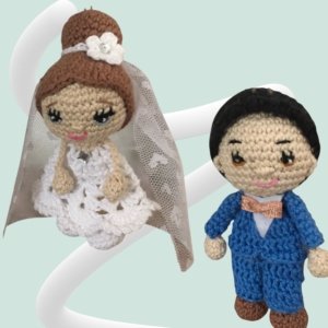 Couple de petite mariée 13 cm faite à la main par MamyLaine