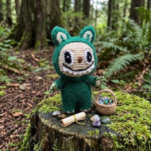 Peluche au crochet style Labubu