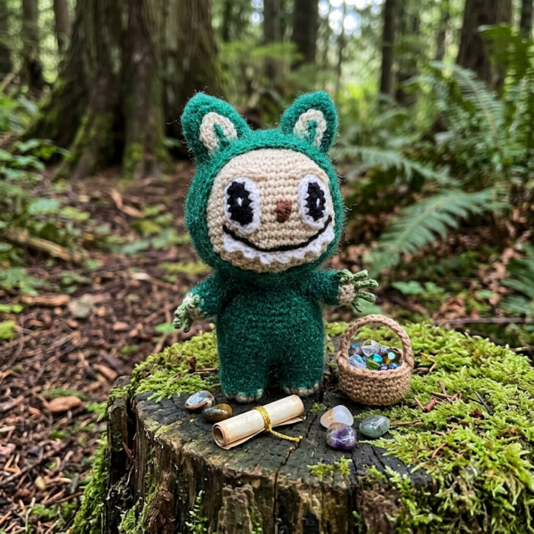 Peluche au crochet style Labubu